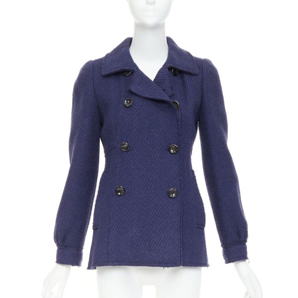 Marc Jacobs Navy Wool Tweed Short Coat